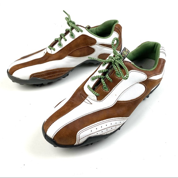 Footjoy lopro collection golf soft spike shoes leather white brown size 8 - Picture 3 of 7